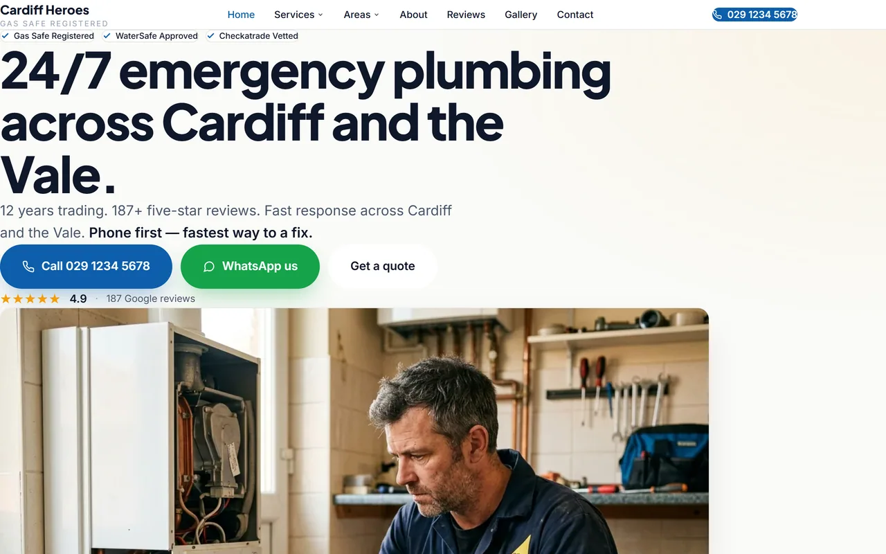 Cardiff Heroes Plumbing website