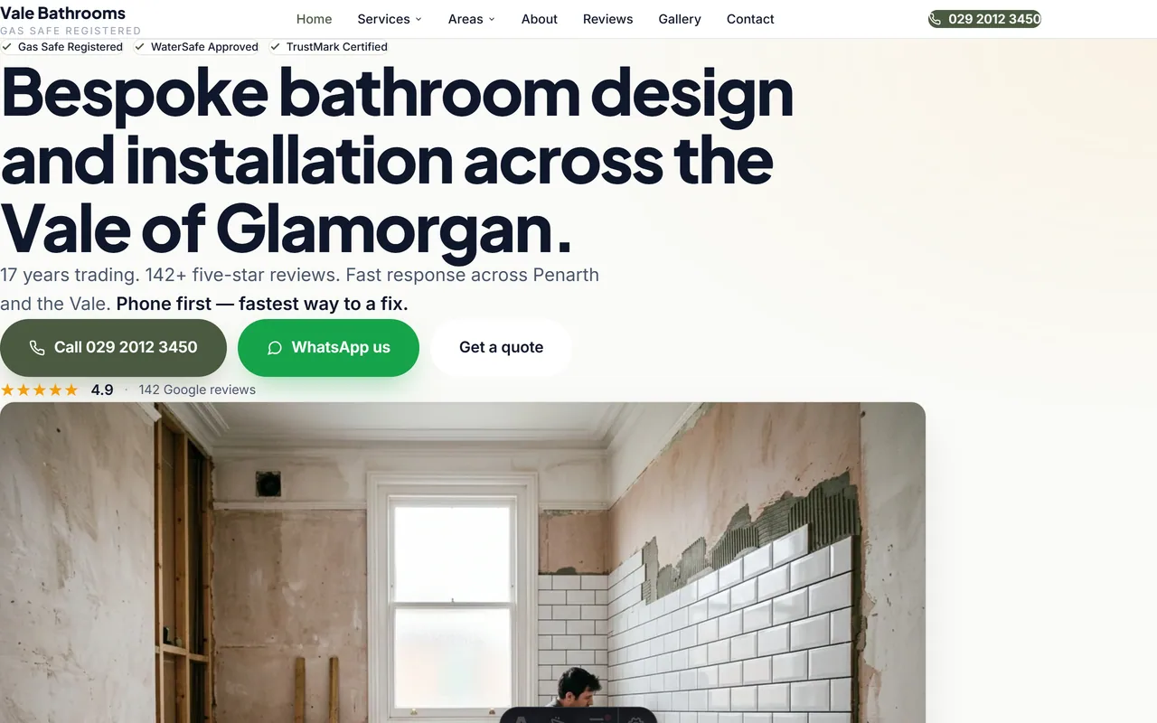 Vale Bathroom Installs website